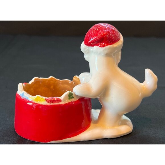 Yankee Candle Snowman Pup Christmas Ceramic Candle Holder Red & White - Picture 4 of 8